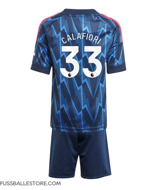 Günstige Arsenal Riccardo Calafiori #33 Auswärts Trikotsatzt Kinder 2025-26 Kurzarm (+ Kurze Hosen)